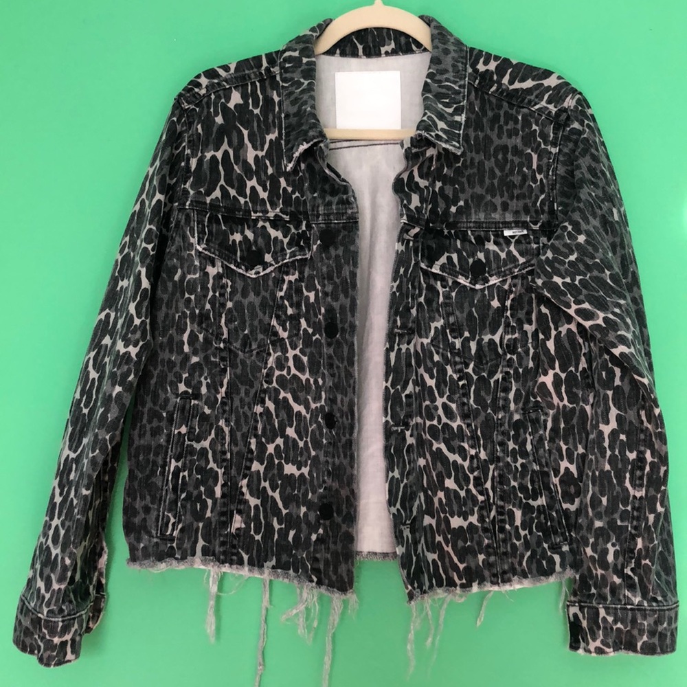 (EUC) Mother The Cut Drifter leopard denim jacket
